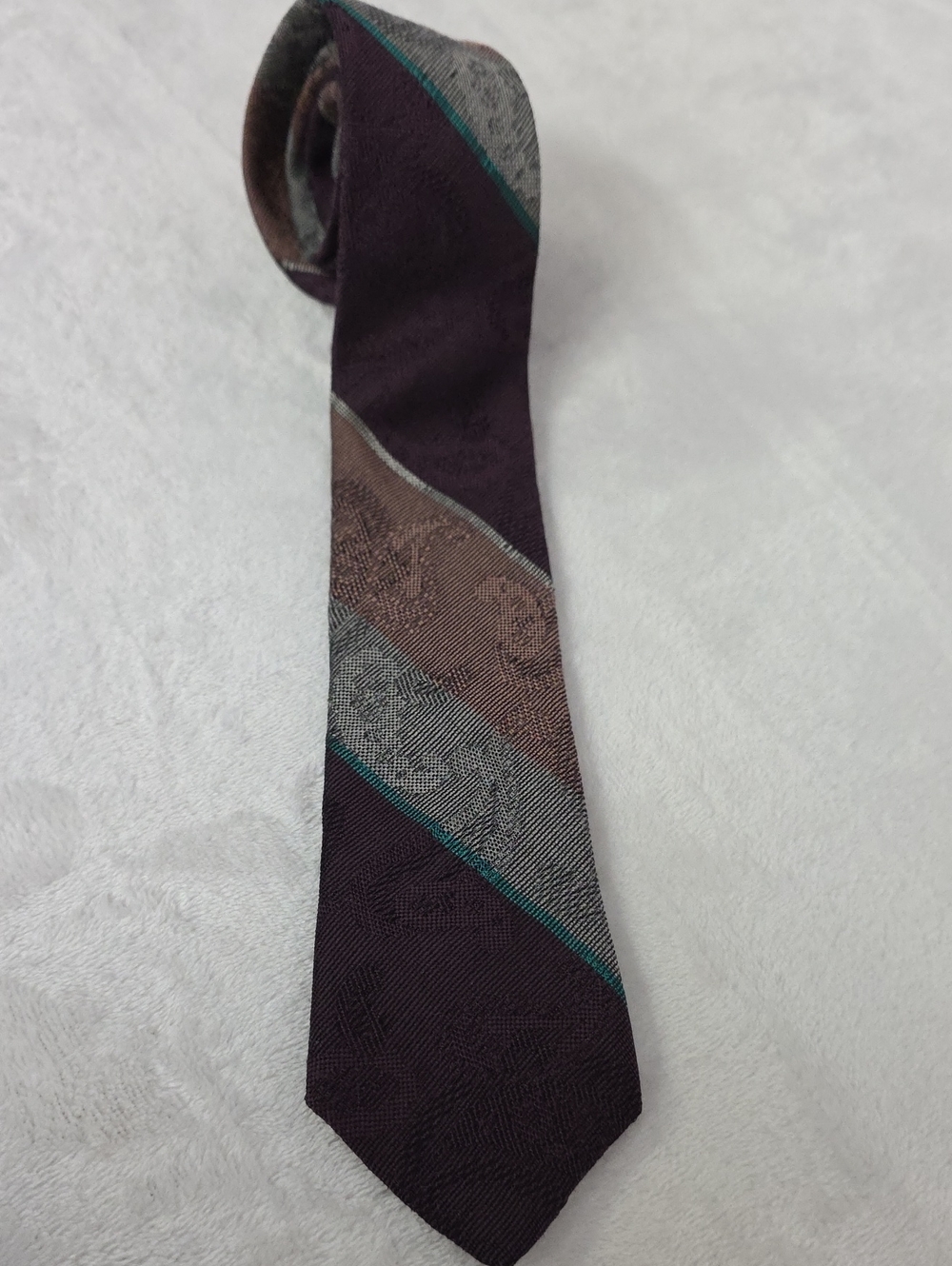 Vintage Streamers Silk Wool Tie Abstract Geometric USA